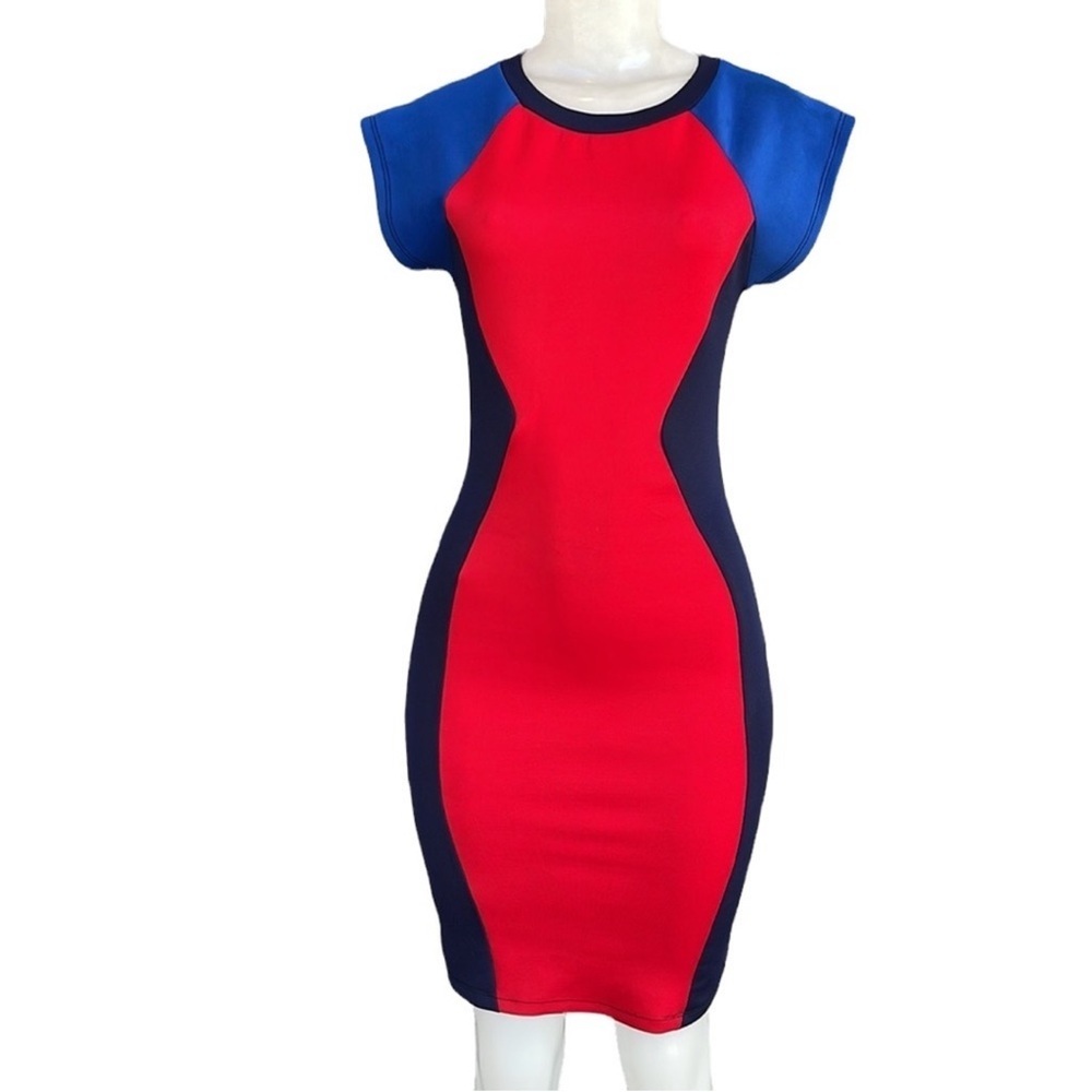 Love J Red and Blue Panel Mini Dress Size S